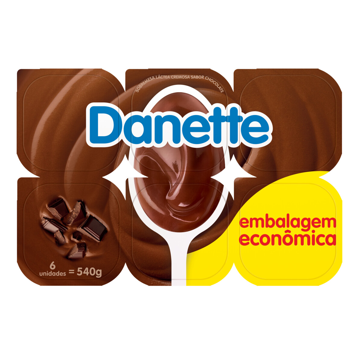 Sobremesa Láctea Danette Chocolate C/ 6 Unid. 540g